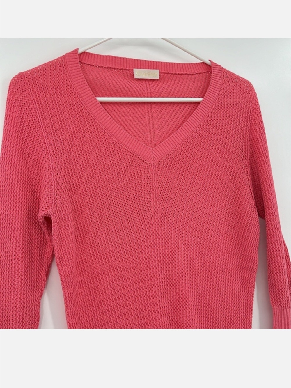 Cruciani Coral-Pink V-Neck Knit Sweater